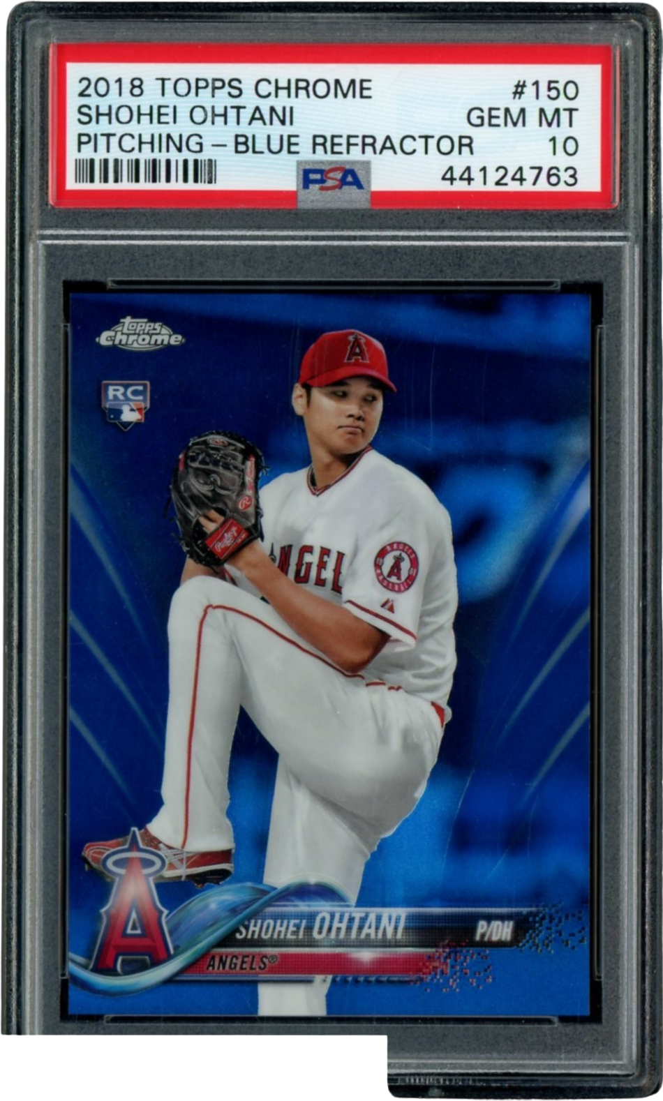 2018 Topps Chrome Blue Refractor #150 Shohei Ohtani Pitching RC 86/150 PSA 10