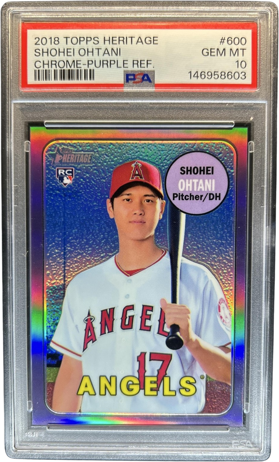 2018 Topps Heritage Shohei Ohtani Chrome RC Purple Refractor #THC-600 PSA 10
